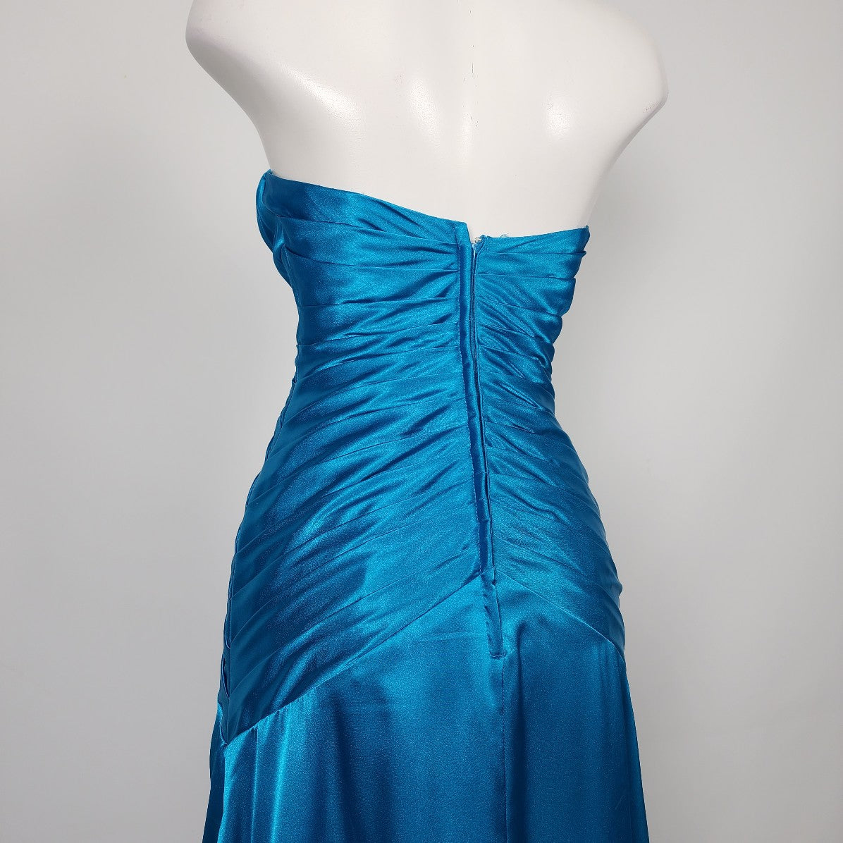 Tony Bowls Blue Satin Beaded Crystal Ruffle Dress Size 4