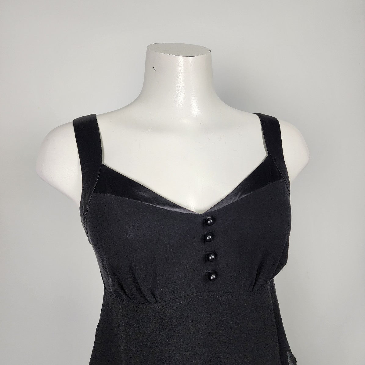 Kensie Black Silk Tiered Ruffle Skirt Mini Dress Size S