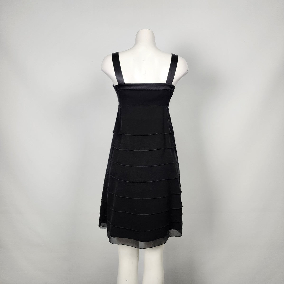 Kensie Black Silk Tiered Ruffle Skirt Mini Dress Size S