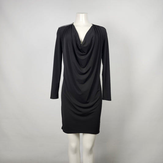 Vintage Enchante Black Cowlneck Long Sleeves Dress Size S/M