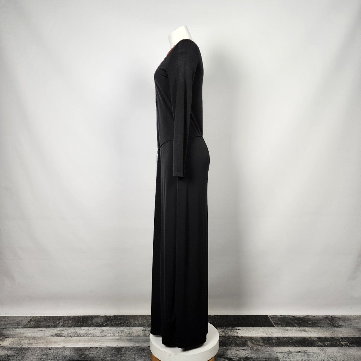 Notalone Black & Orange Detail Long Sleeves Maxi Dress Size S/M