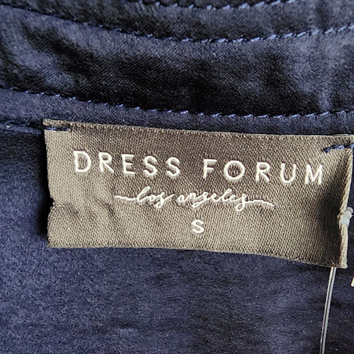 Dress Forum Blue Silky Ruffle Skirt Belted Dress Size S