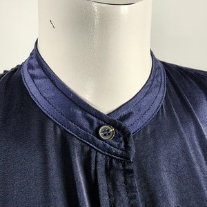 Dress Forum Blue Silky Ruffle Skirt Belted Dress Size S