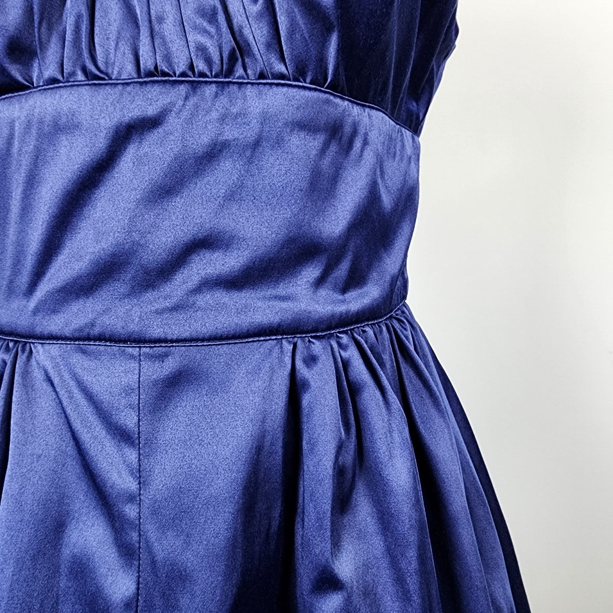 Trashy Diva Blue Satin Pleated Fit & Flare Dress Size 8