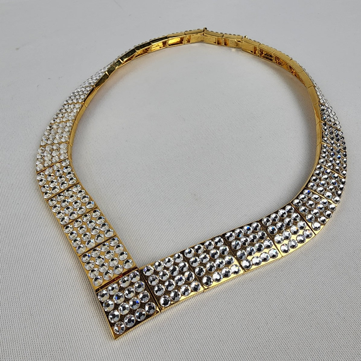 Fifth Avenue Collection Gold Tone Clear Rhinestones Choker Necklace