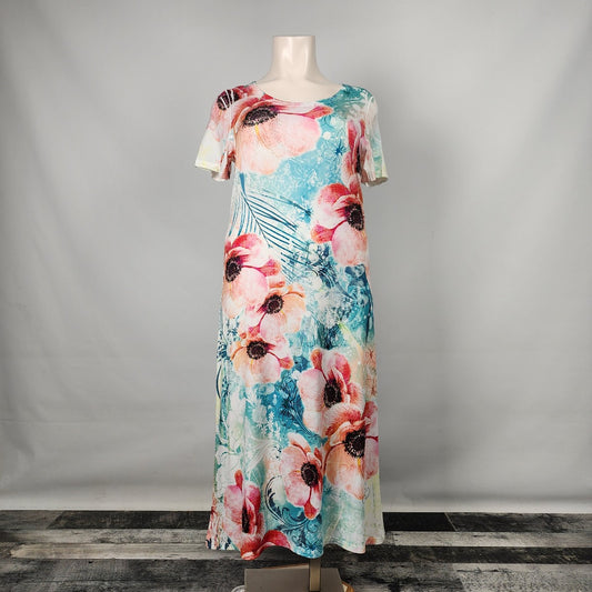 Cal Style Blue & Pink Floral Maxi Dress Size L