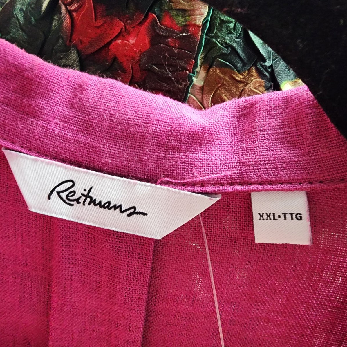 Reitmans Pink Linen Blend Button Up Collared Top Size 2X