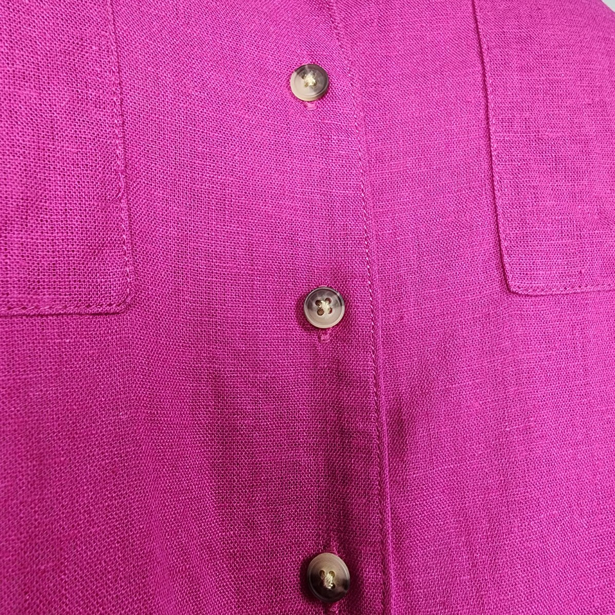 Reitmans Pink Linen Blend Button Up Collared Top Size 2X