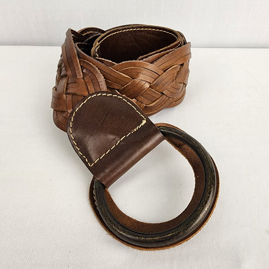 BCBG Maxazria Brown Leather Braided Belt Size M