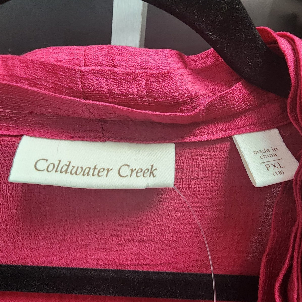 Coldwater Creek Pink Ruffle Collar Long Sleeve Blouse Top Size XL