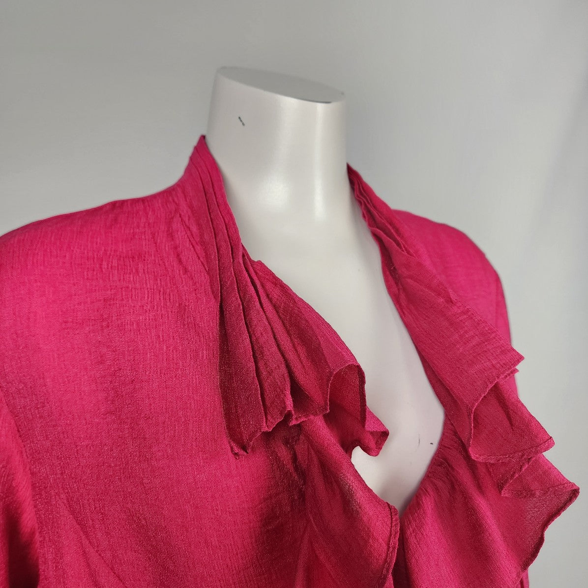 Coldwater Creek Pink Ruffle Collar Long Sleeve Blouse Top Size XL