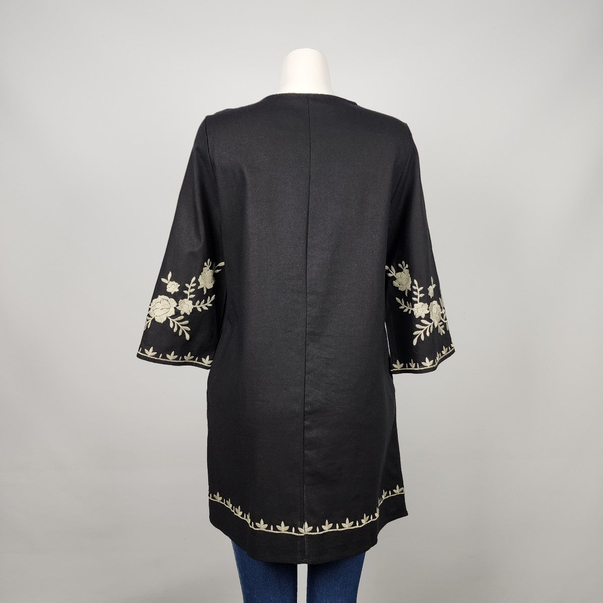 By Together Black Cotton Blend Floral Tunic Top Size M