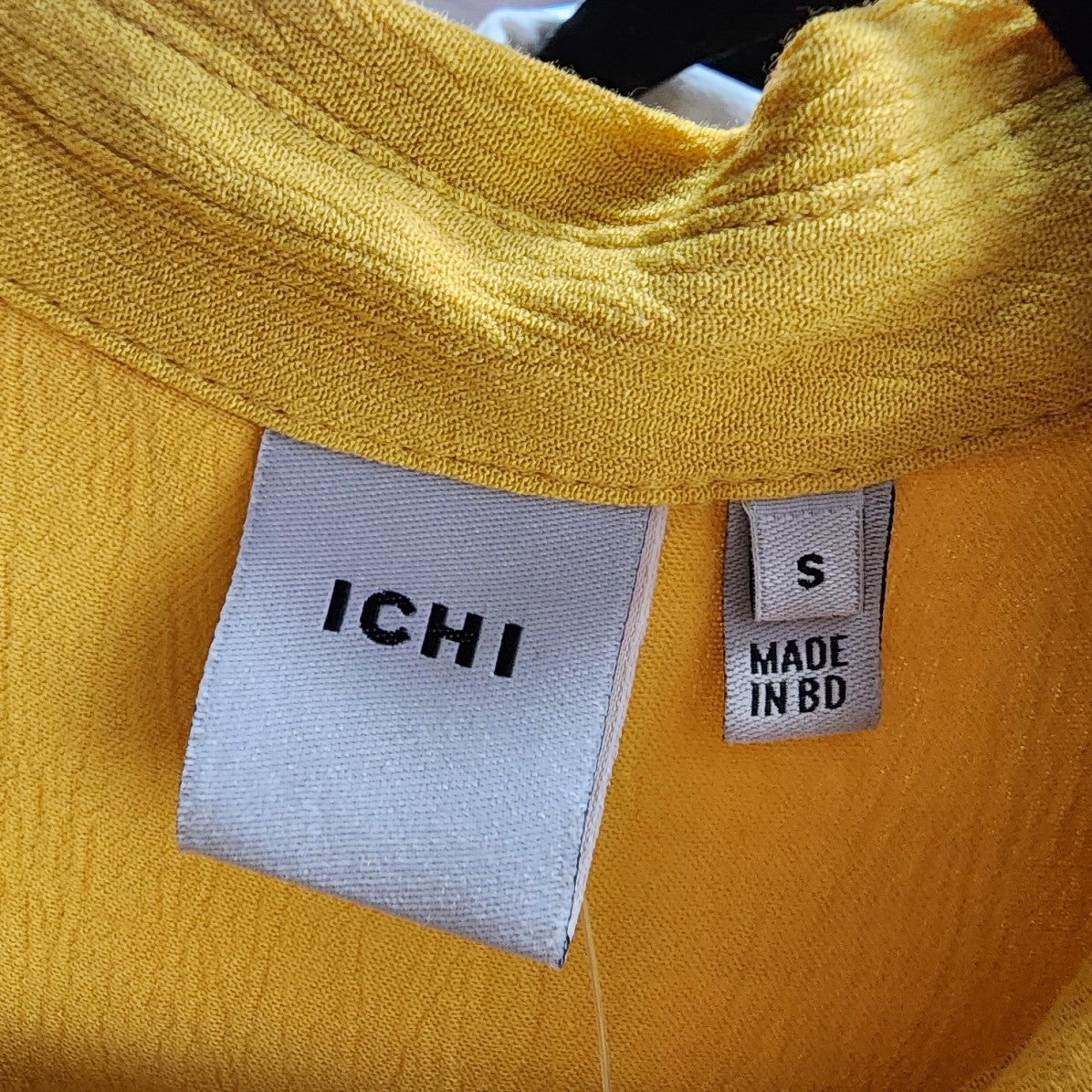 Ichi Yellow Button Up Collared Blouse Top Size S