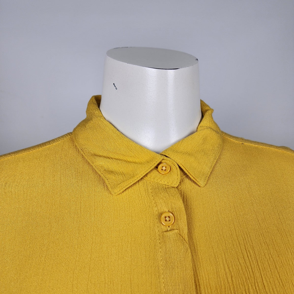 Ichi Yellow Button Up Collared Blouse Top Size S
