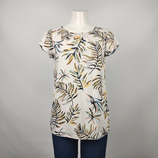 Soya Concept White Tropical Print Short Sleeve Top Size XS