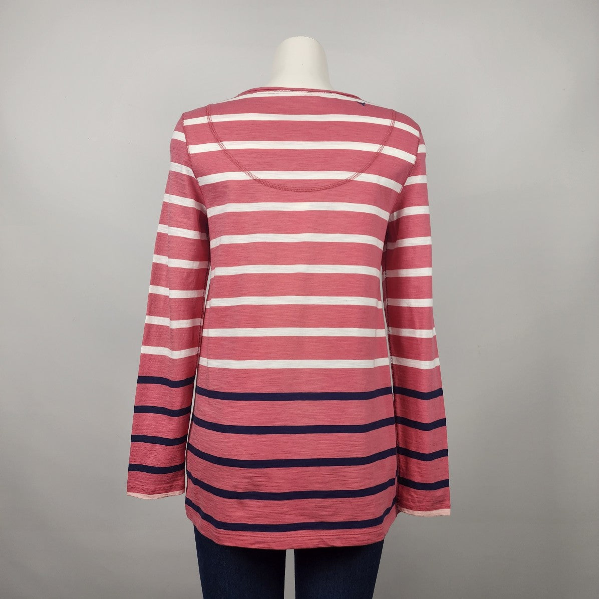 White Stuff Red Cotton Striped Front Pocket Long Sleeve Top Size 8
