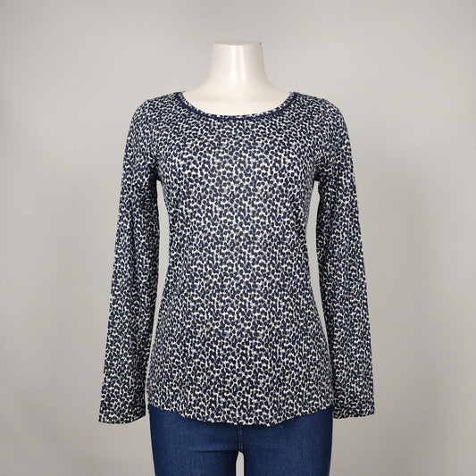 Sandwich Navy Blue & Grey Cotton Polka Dot Pattern Long Sleeve Top Size S