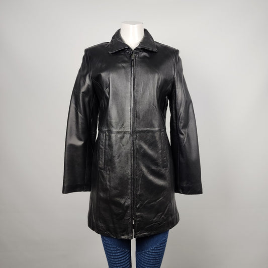 Jaclyn Smith Black Leather Zip Up Jacket Size S