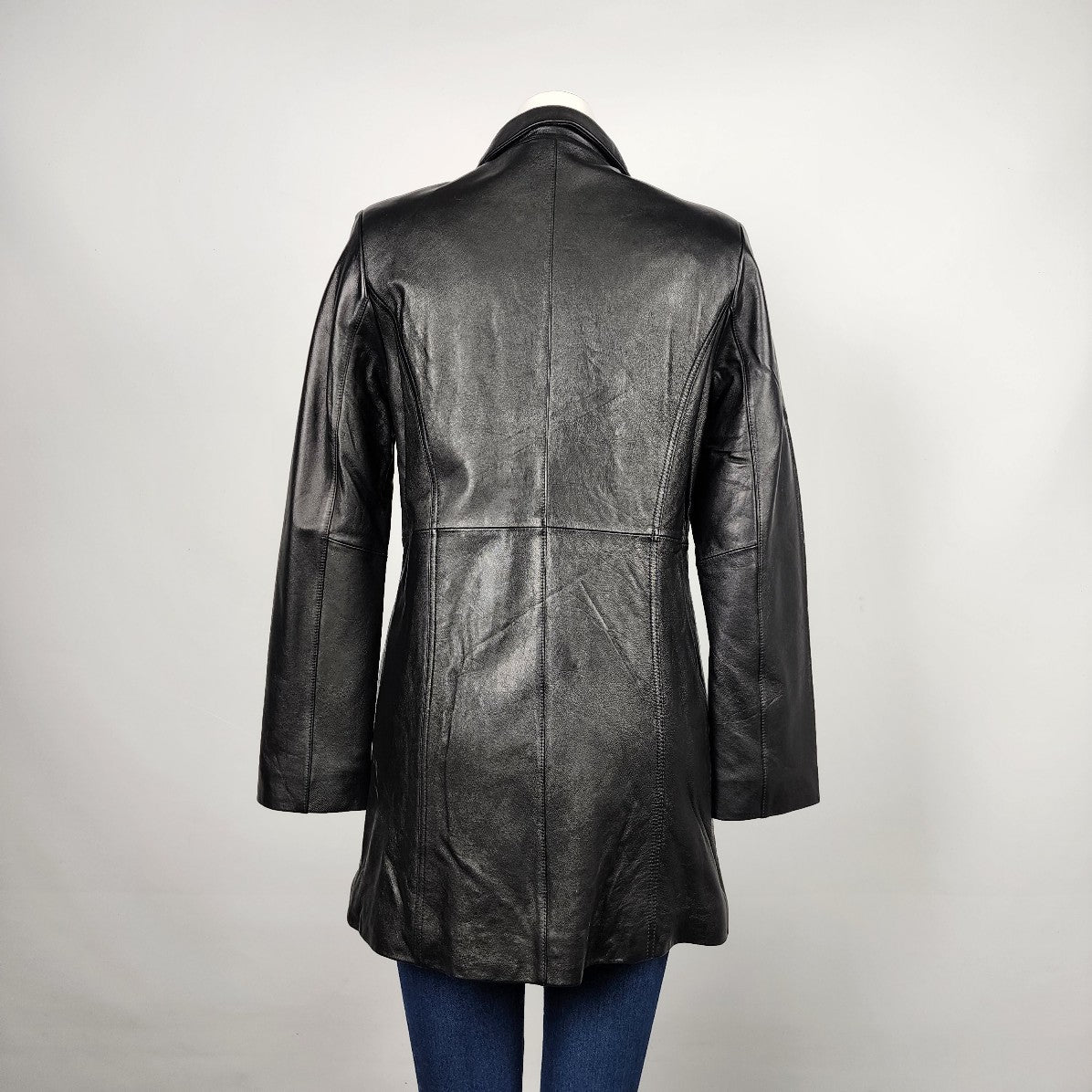 Jaclyn Smith Black Leather Zip Up Jacket Size S