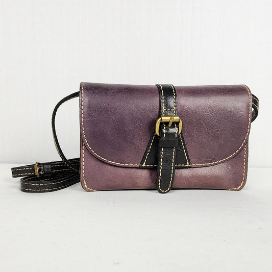 Patricia Nash Purple & Black Leather Crossbody Wallet Clutch Purse