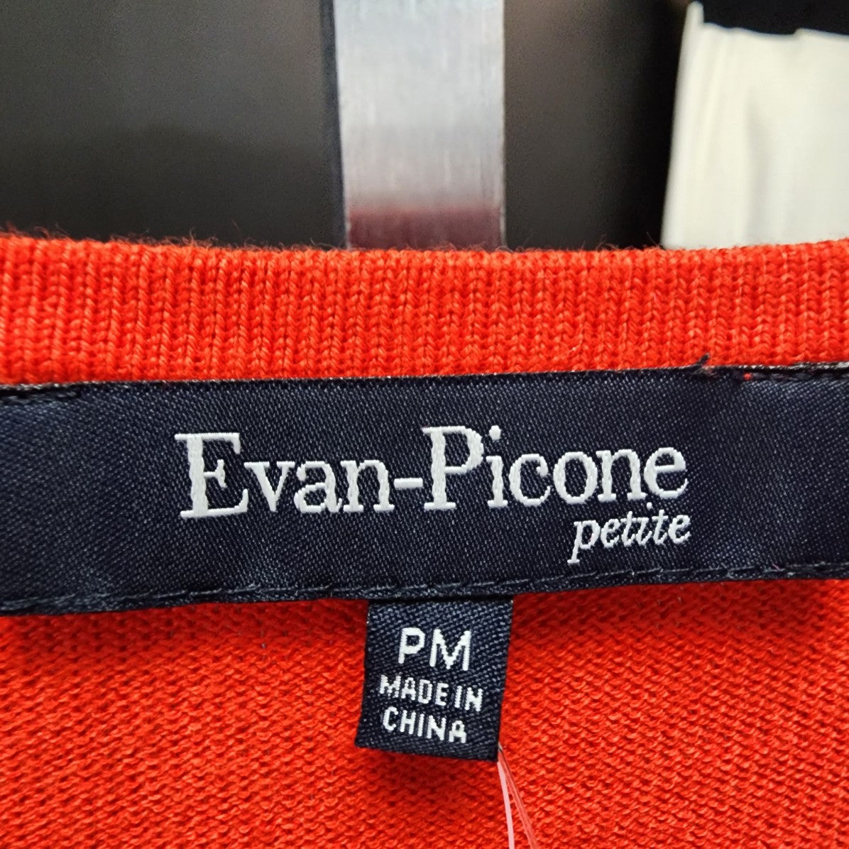 Evan Picone Red Cotton Blend Roses Detail Top Size Medium