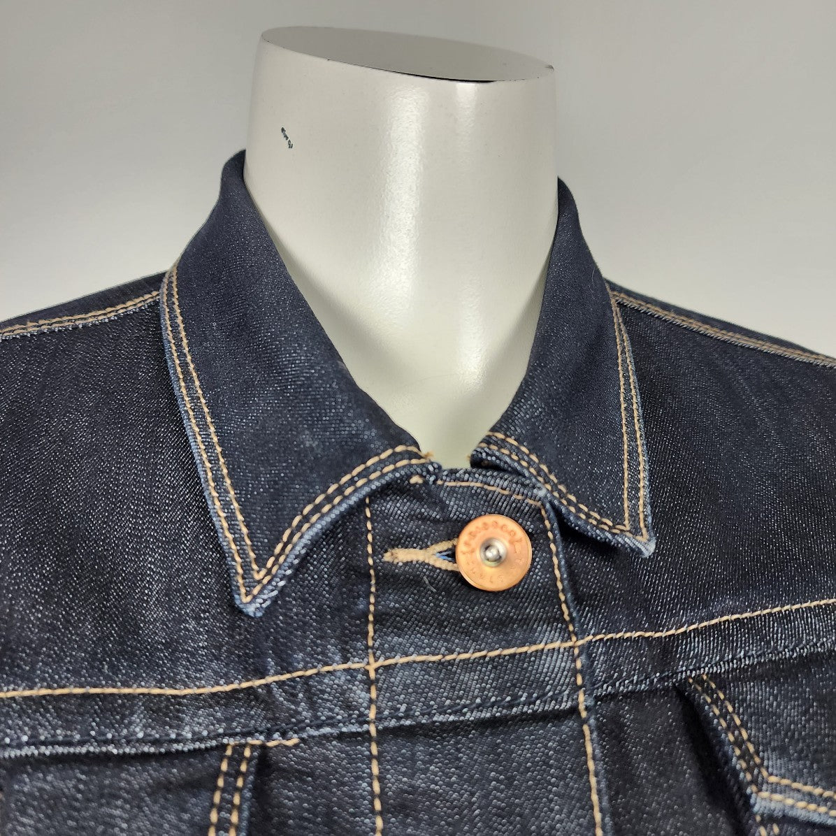 Tristan Dark Wash Cotton Blend Button Up Denim Jacket Size M