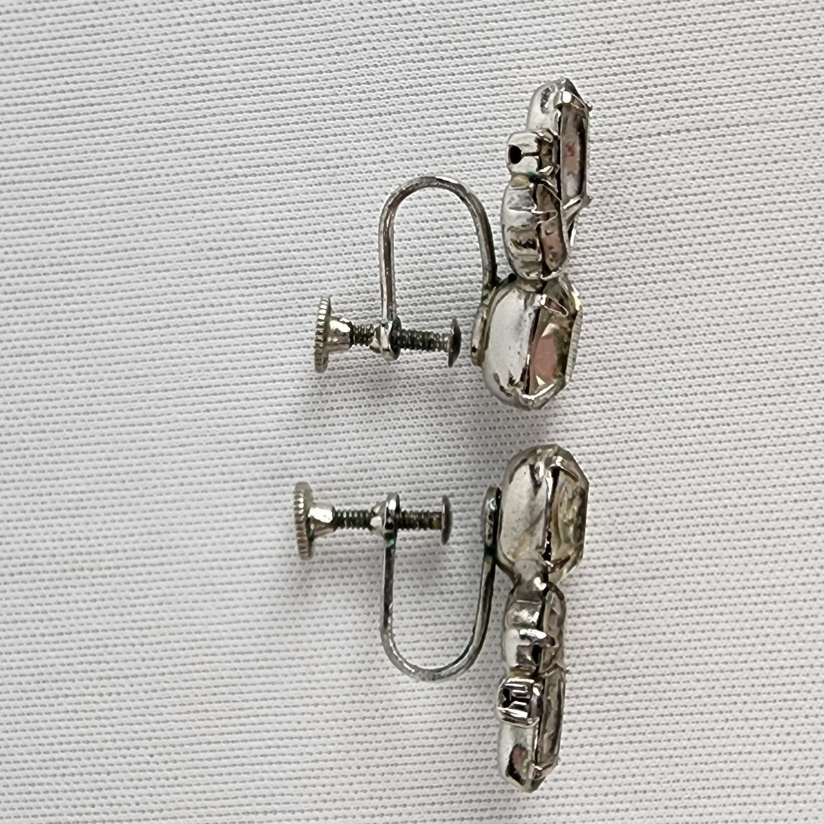 Vintage Silver Crystal Rhinestone Brooch & Screw Back Earrings Set