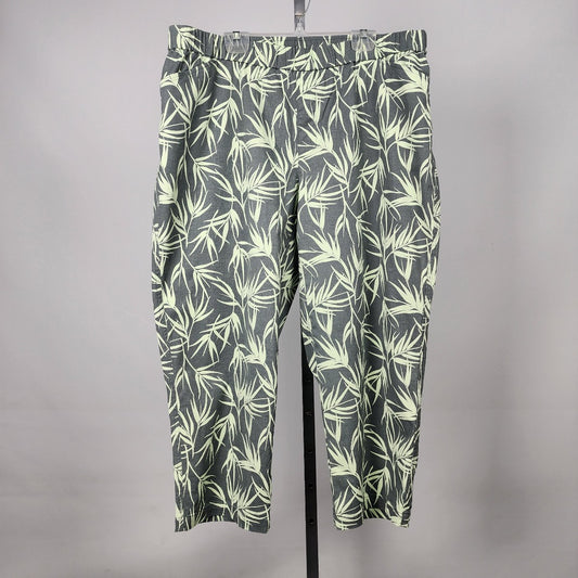 Lands End Green Tropical Print Cropped Skinny Pants Size 18w