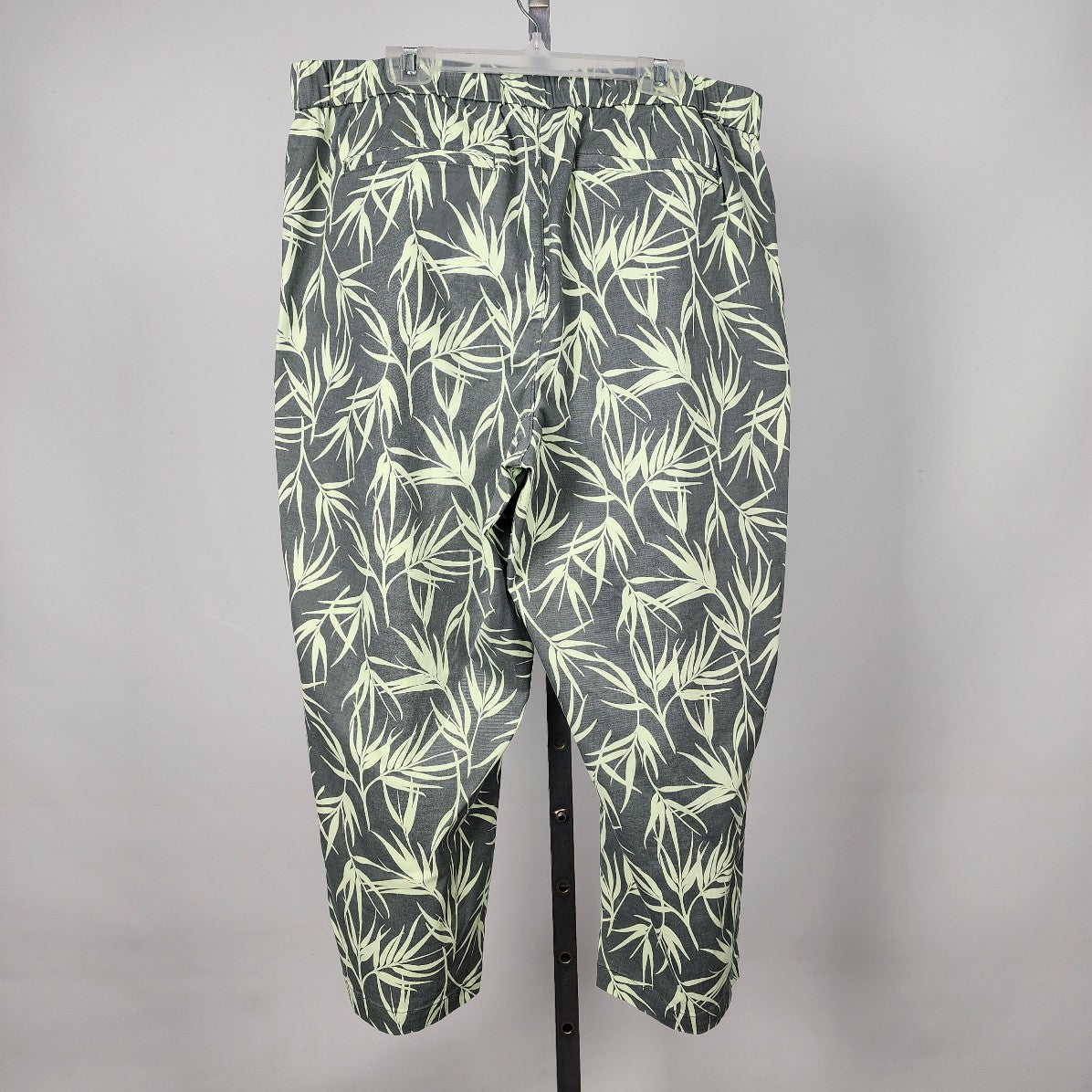 Lands End Green Tropical Print Cropped Skinny Pants Size 18w