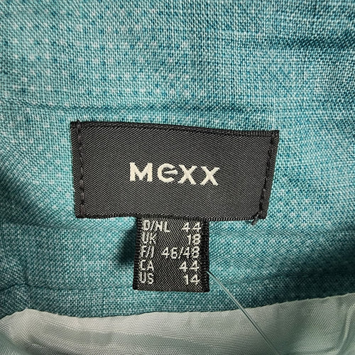 Mexx Blue Hombre Belted Linen Knee Length Skirt Size 14