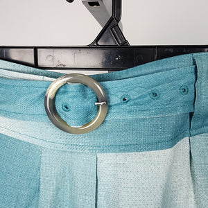 Mexx Blue Hombre Belted Linen Knee Length Skirt Size 14