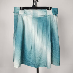 Mexx Blue Hombre Belted Linen Knee Length Skirt Size 14