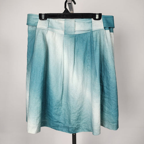 Mexx Blue Hombre Belted Linen Knee Length Skirt Size 14