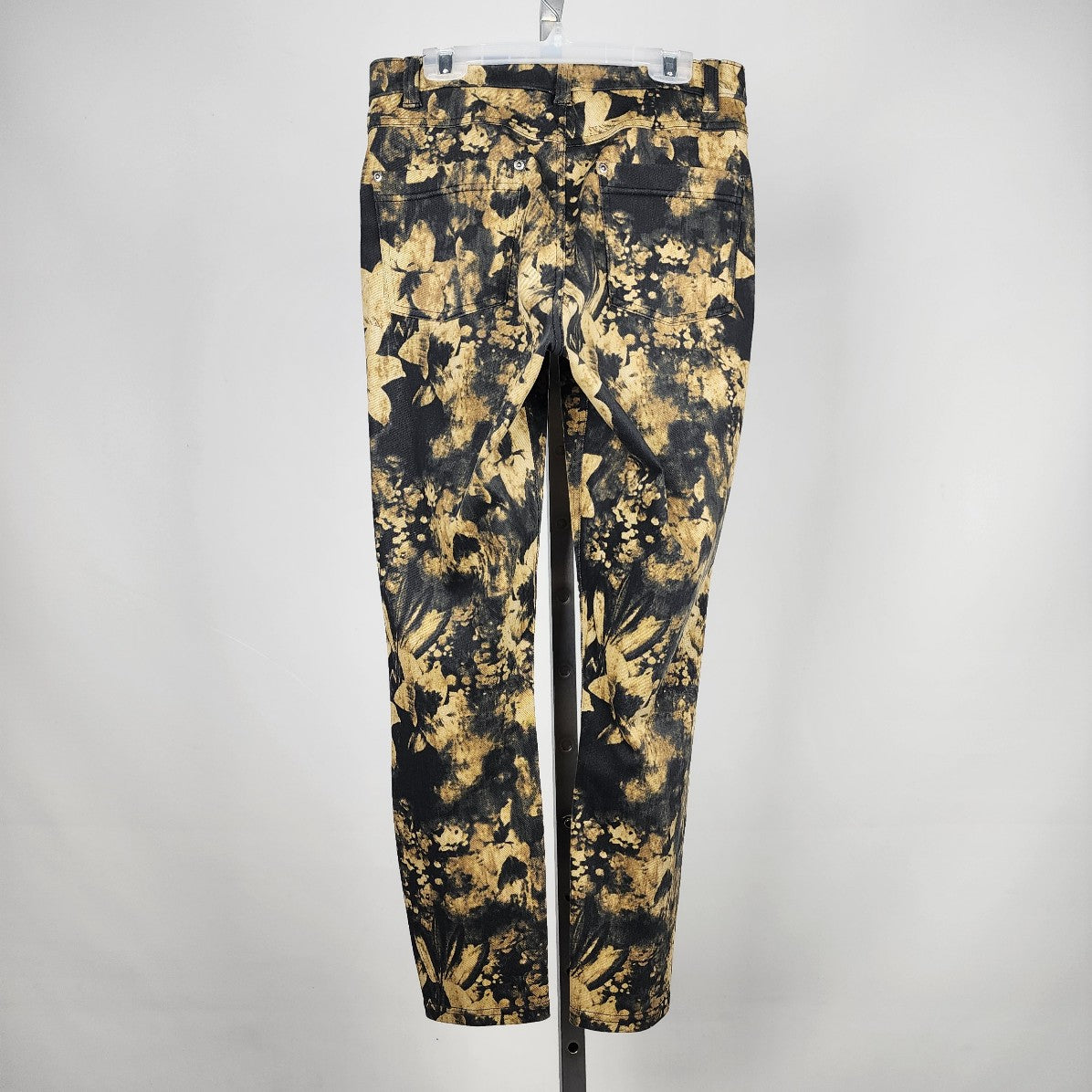 Hue Black & Yellow Flower Print Skinny Pants Size S