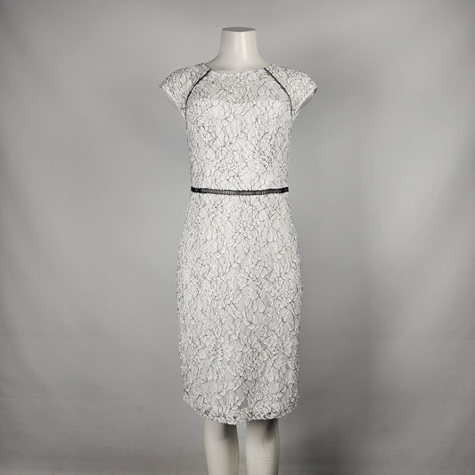 DB Studio David's Bridal White Floral Lace Sheath Dress Size 10