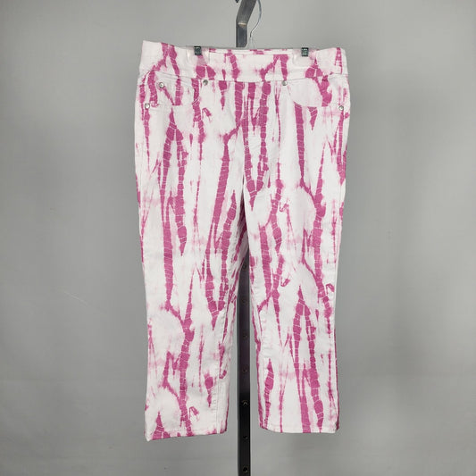 Tribal Jeans Tie Dye Pink & White Cropped Capri Pants Size 8