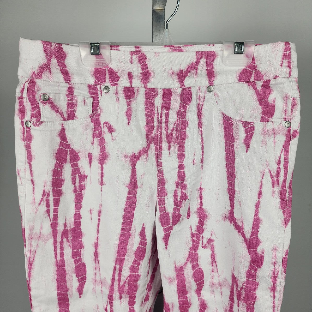 Tribal Jeans Tie Dye Pink & White Cropped Capri Pants Size 8