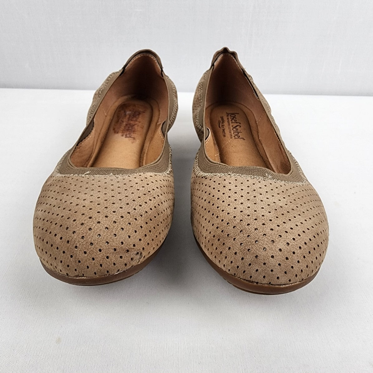 Josef Siebel Brown Leather Laser Cut Ballet Flats Size 9