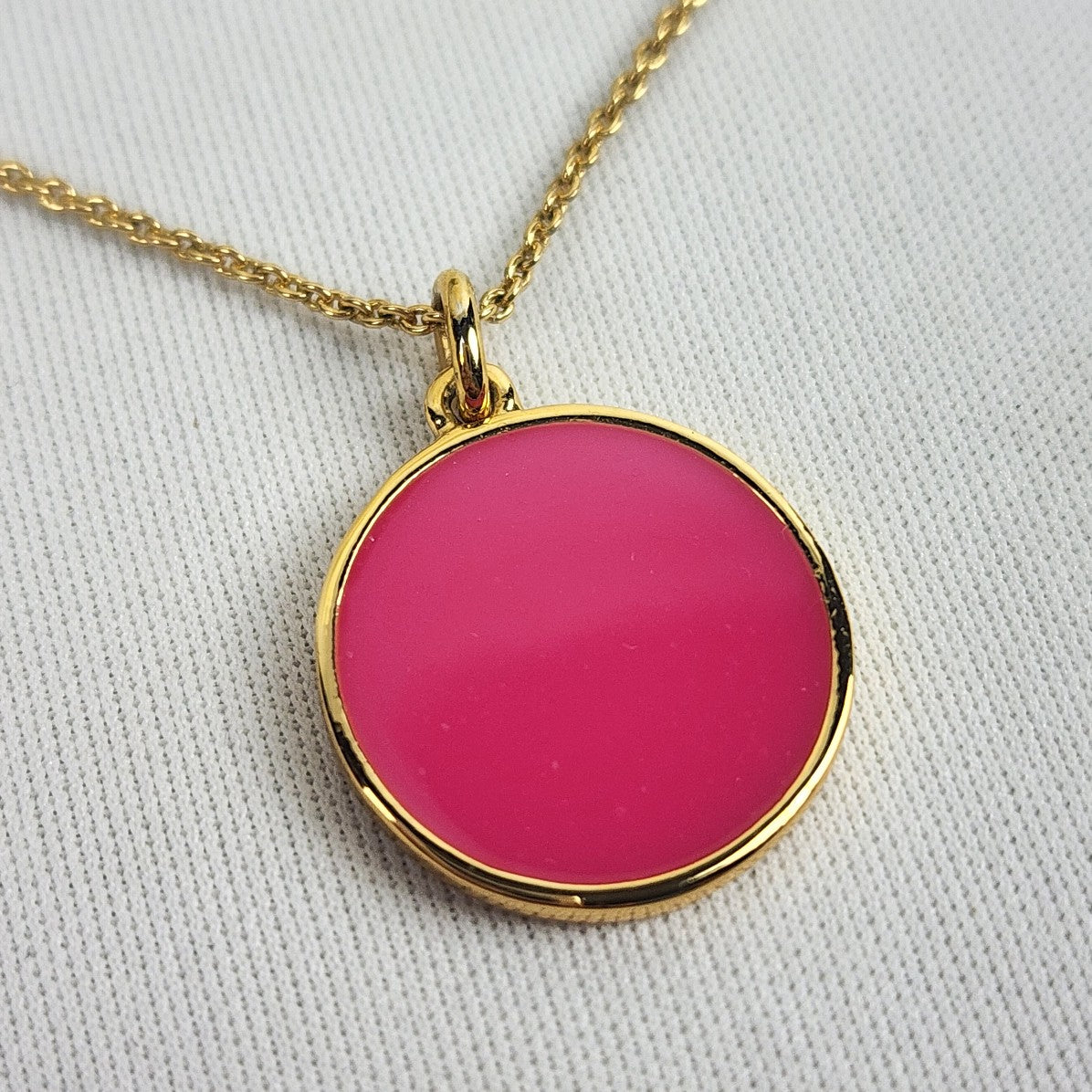 Kate Spade Gold Tone Think Pink Circle Pendant Necklace