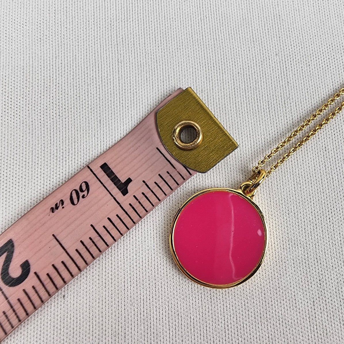 Kate Spade Gold Tone Think Pink Circle Pendant Necklace