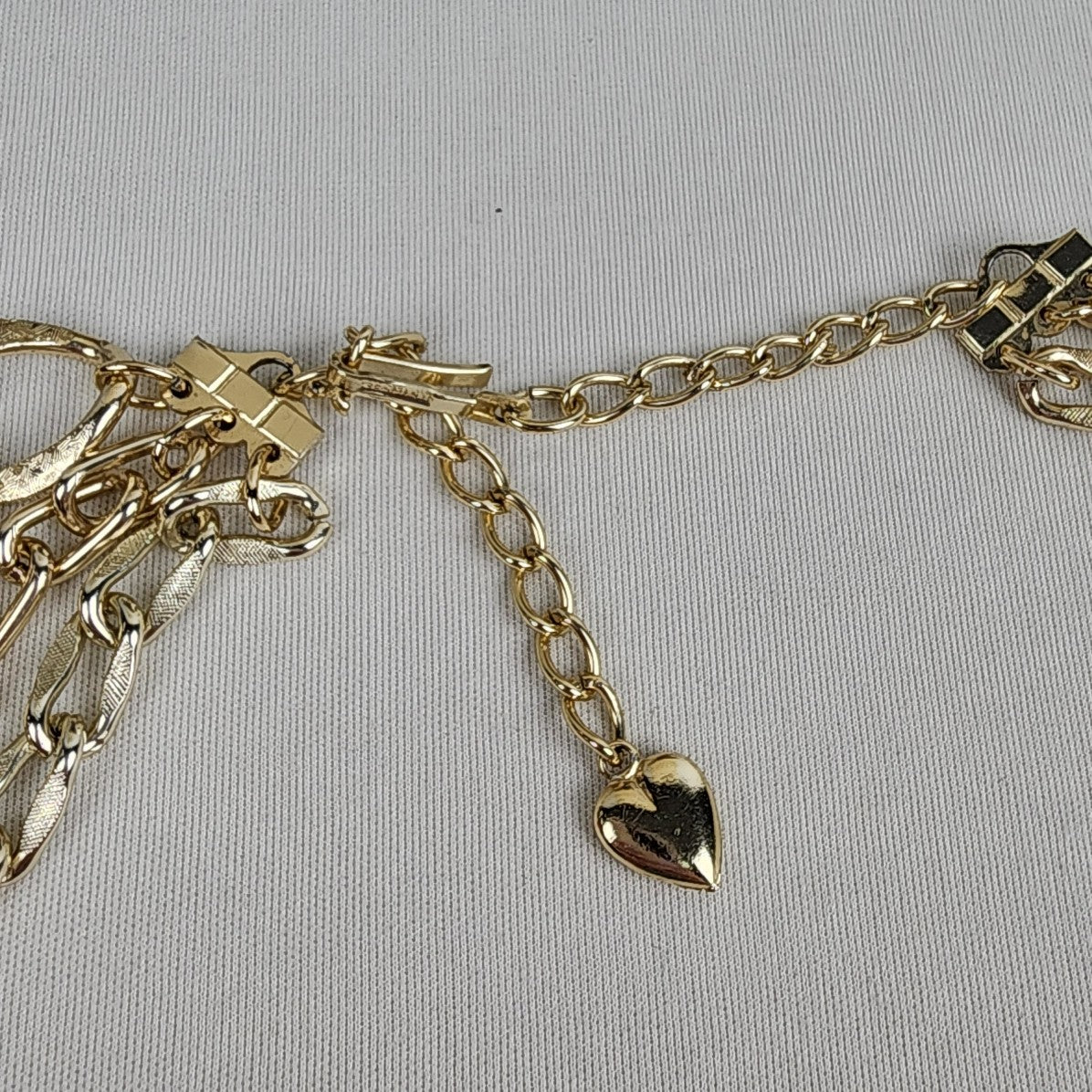 Vintage Germany Gold Tone Layered Eloxal Chain Statement Necklace