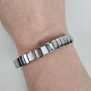 Michael Kors Silver & White Leather Buckle Bracelet
