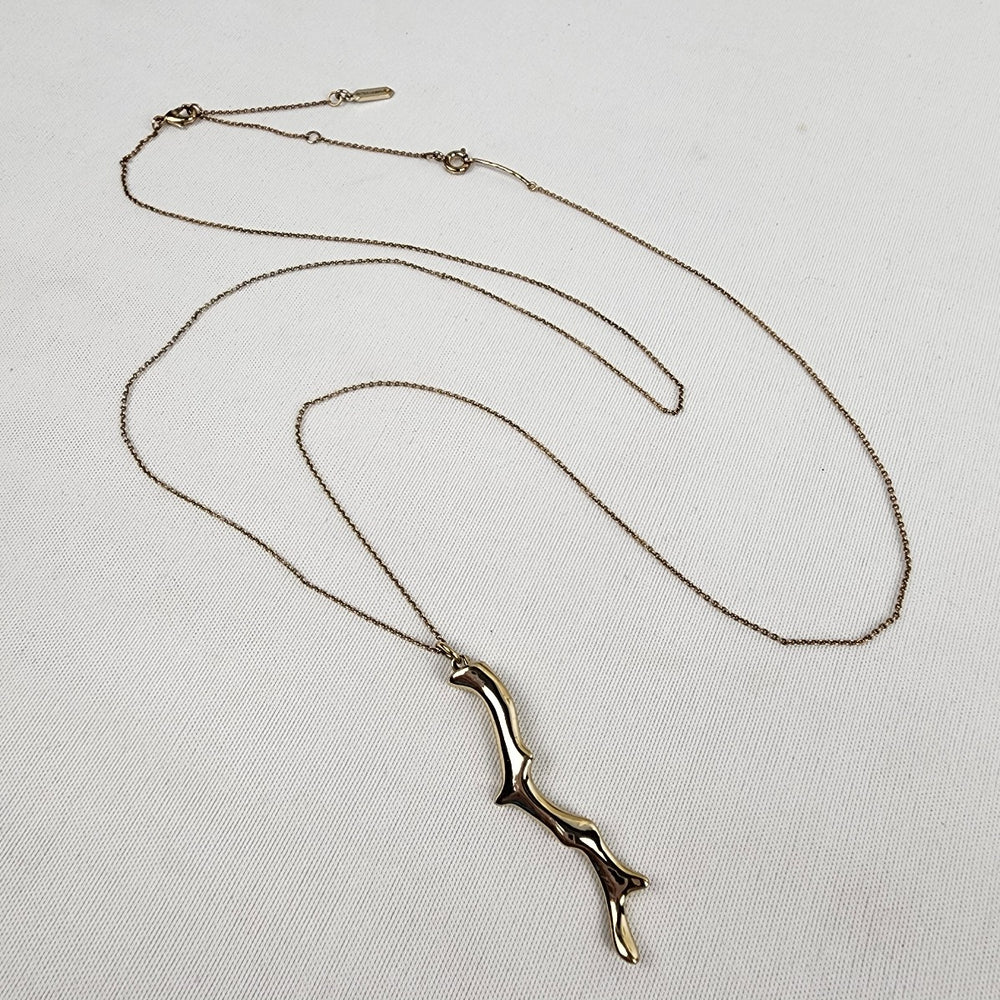 Stella & Dot Gold Tone Coral Long Pendant Necklace