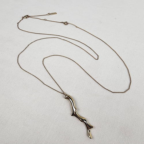 Stella & Dot Gold Tone Coral Long Pendant Necklace