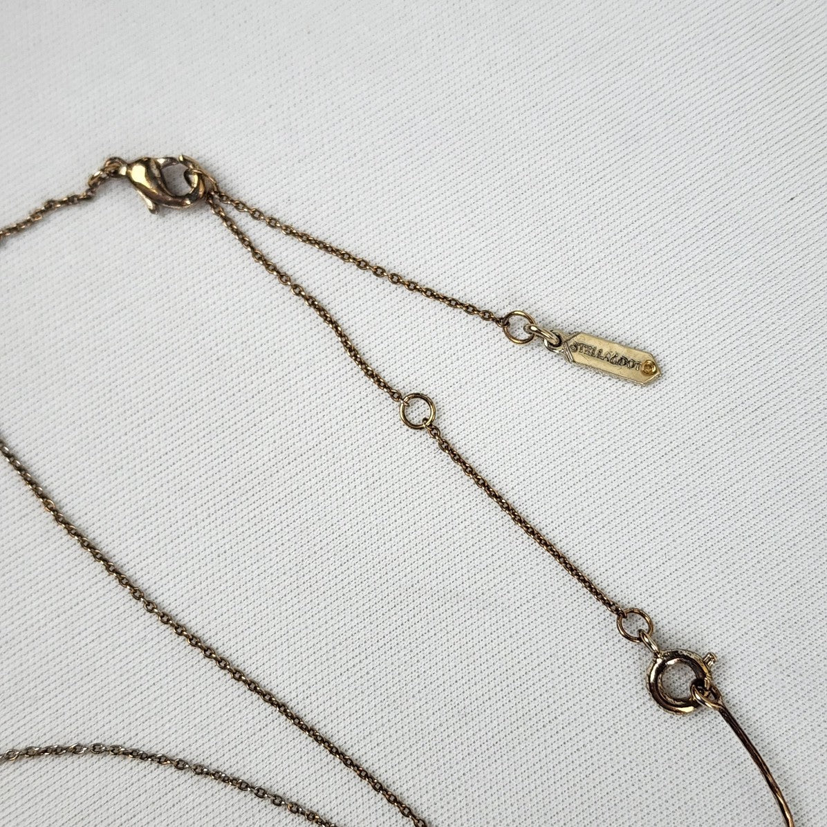 Stella & Dot Gold Tone Coral Long Pendant Necklace