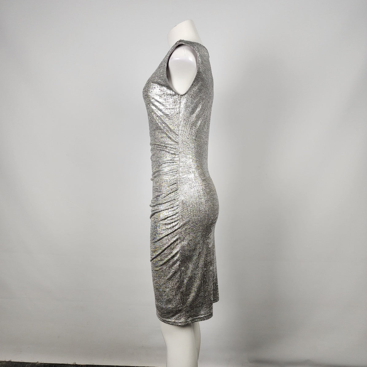 Joseph Ribkoff Silver Metallic Bodycon Dress Size 4