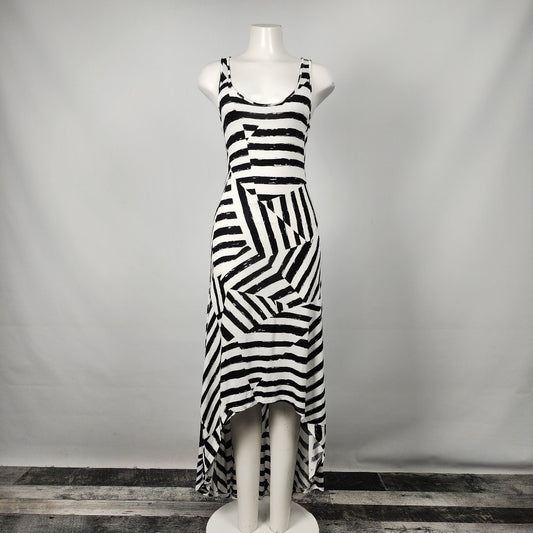 Relativity Black & White Striped Hi Low Dress Size S