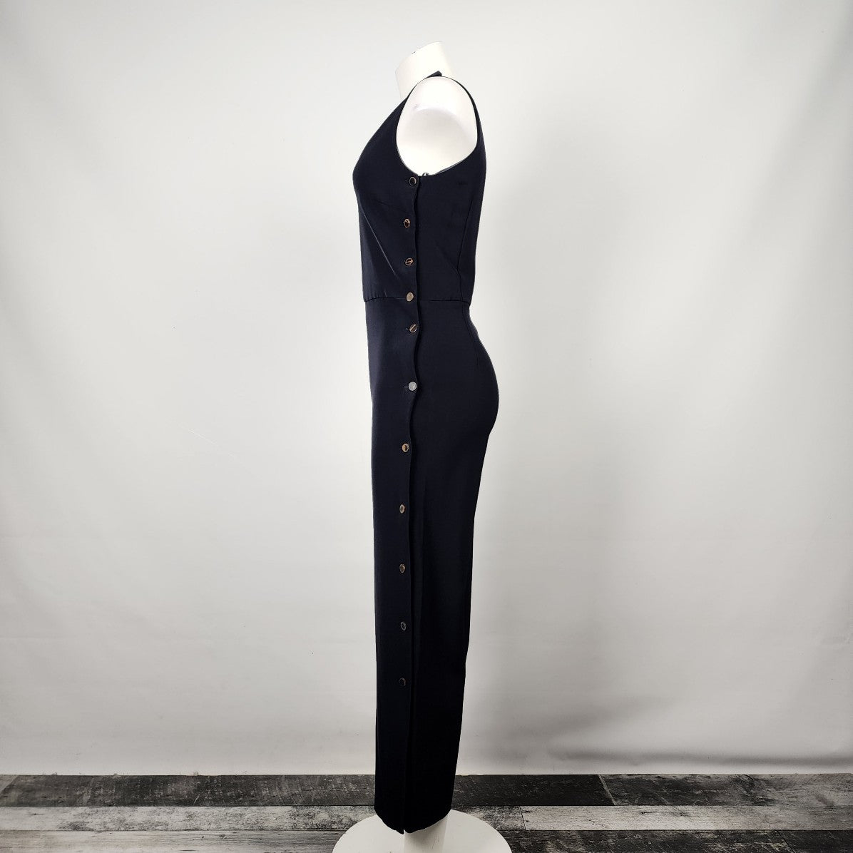Massimo Dutti Navy Blue V Neck Side Button Jumpsuit Size 4
