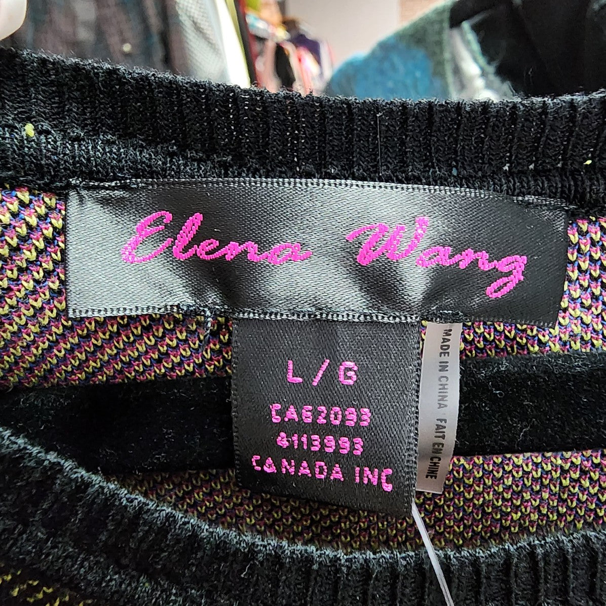 Elena Wang Purple & Yellow Colorful Knit Sweater Size L