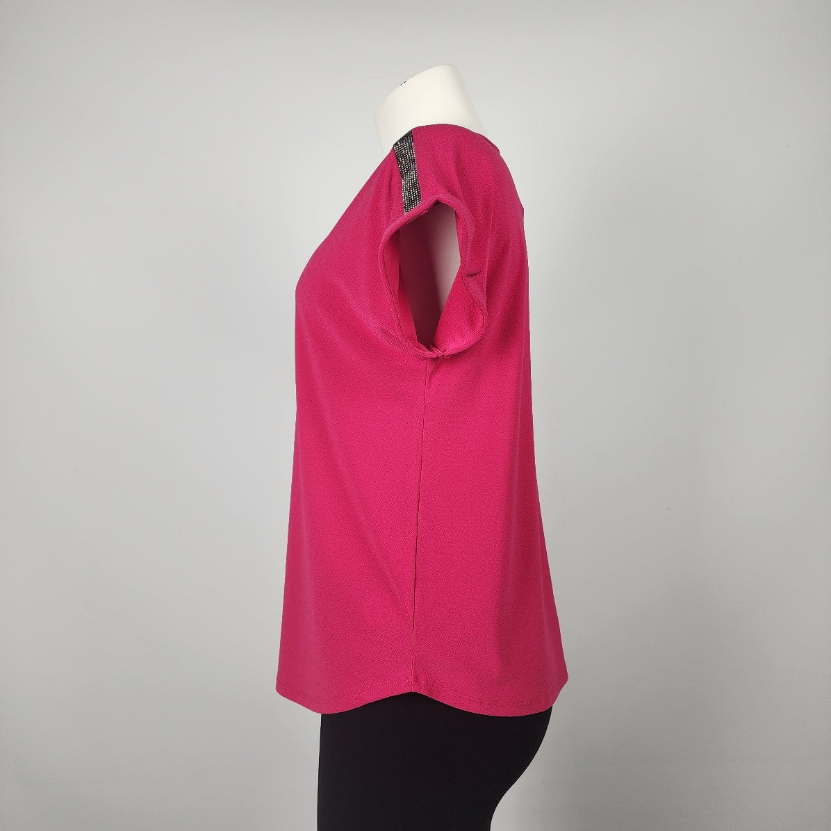 89th Madison Hot Pink Studded Sleeve Detail Top Size M